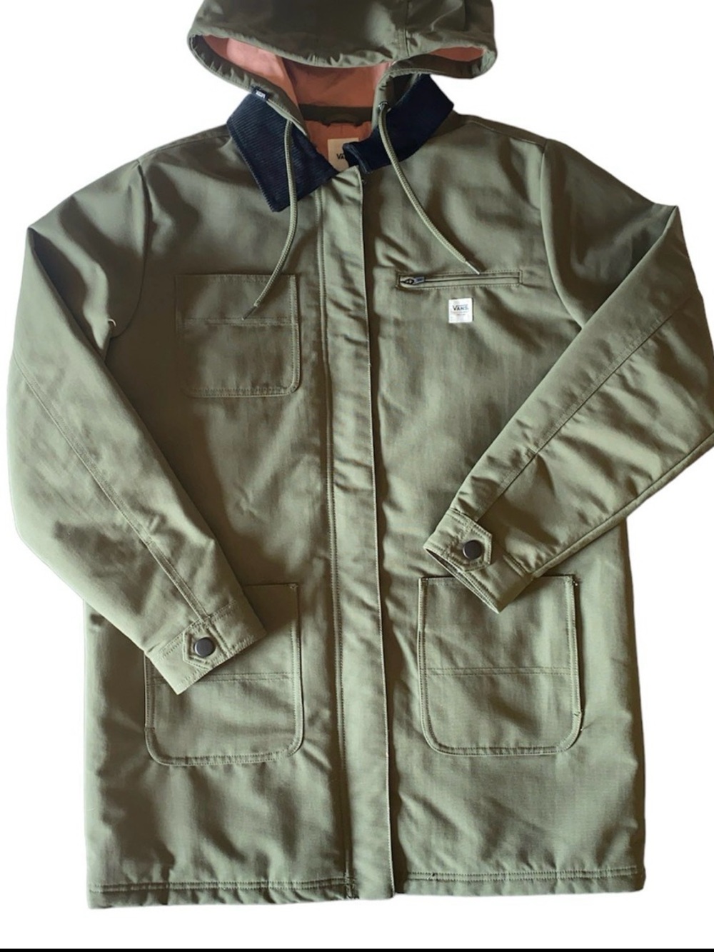 Vans MTE Olive Green Hooded Field Jacket with Contrast Collar